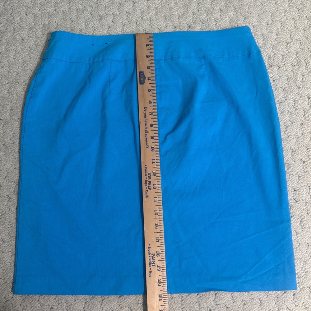 Style & Co Women Large Turquoise Blue Stretch Pencil Skirt Knee Length Slit
